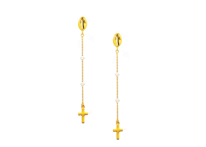 Gold Plated Saint Jude Cross Earring